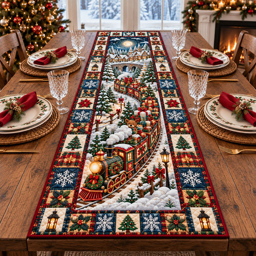Christmas Train Quilted Table Runner GFTONMU3341