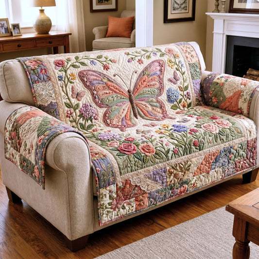 Floral Butterfly Quilted Sofa Cover GFTONMU337