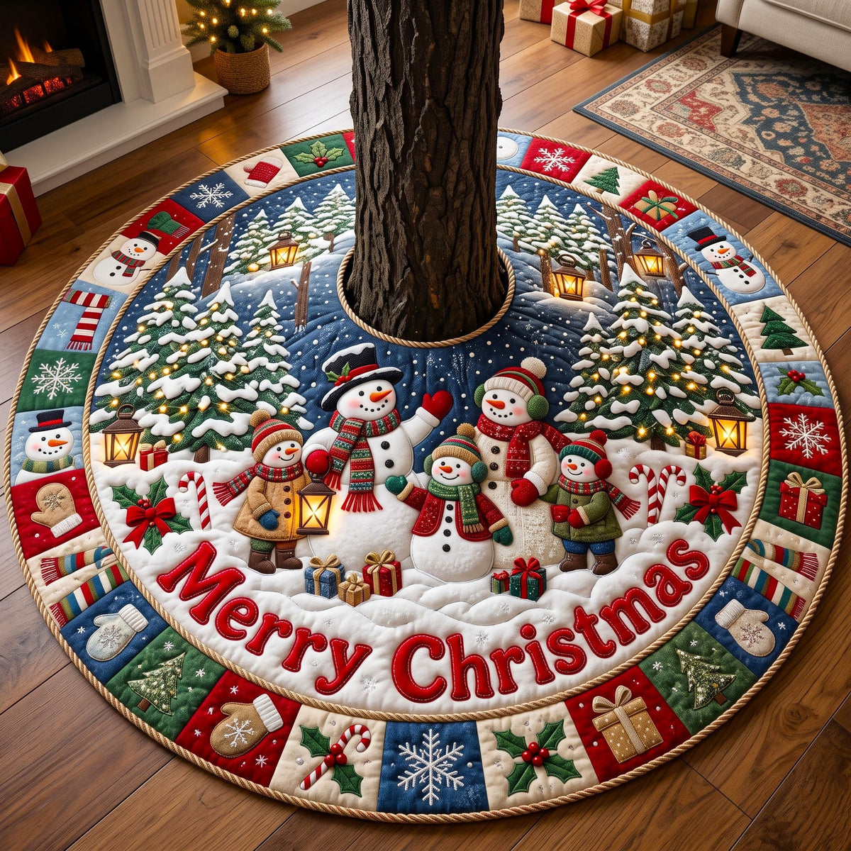 Merry Christmas Quilted Tree Skirt GFTONMU3387