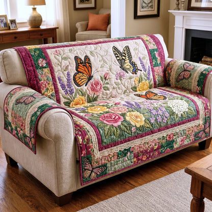 Floral Butterfly Quilted Sofa Cover GFTONMU338