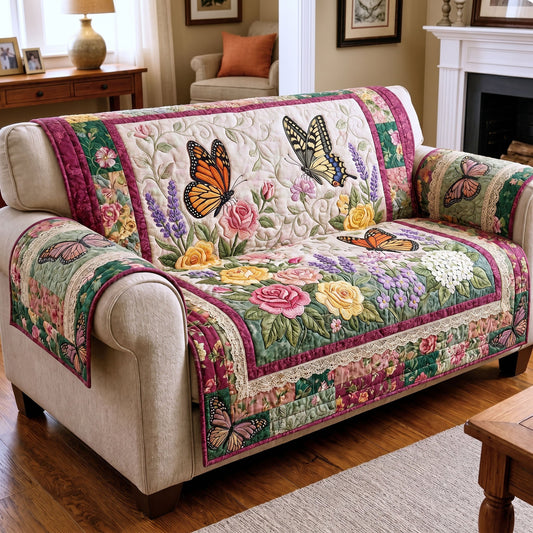 Floral Butterfly Quilted Sofa Cover GFTONMU338