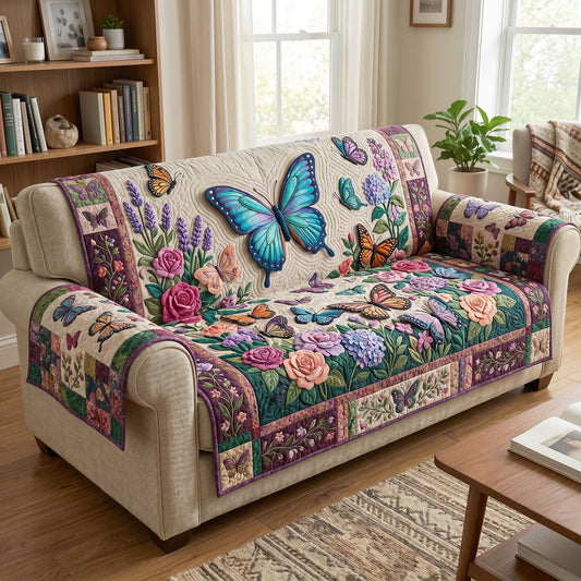 Floral Butterfly Quilted Sofa Cover GFTONMU339