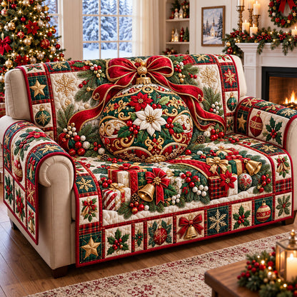 Christmas Ornament Quilted Sofa Cover GFTONMU3403