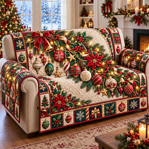 Christmas Ornament Quilted Sofa Cover GFTONMU3404