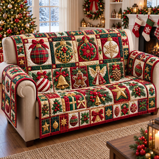 Christmas Ornament Quilted Sofa Cover GFTONMU3405