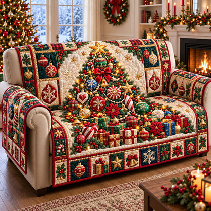 Christmas Ornament Quilted Sofa Cover GFTONMU3406