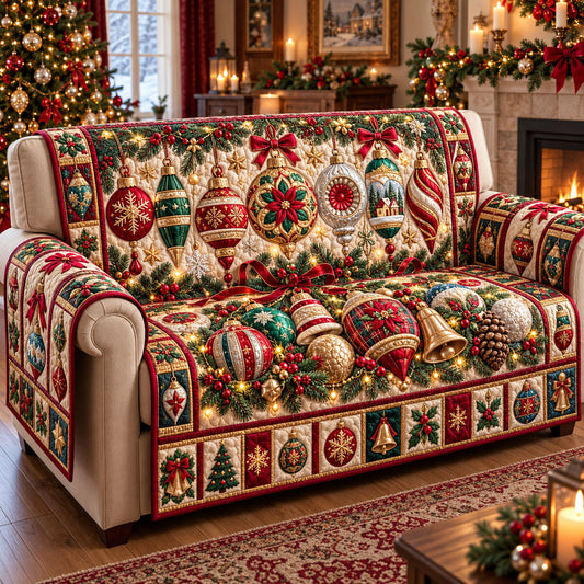 Christmas Ornament Quilted Sofa Cover GFTONMU3407