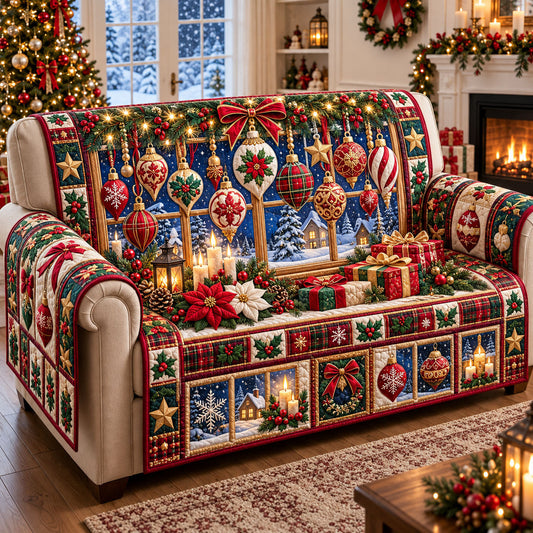 Christmas Ornament Quilted Sofa Cover GFTONMU3408