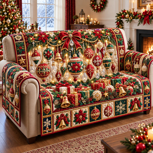 Christmas Ornament Quilted Sofa Cover GFTONMU3409