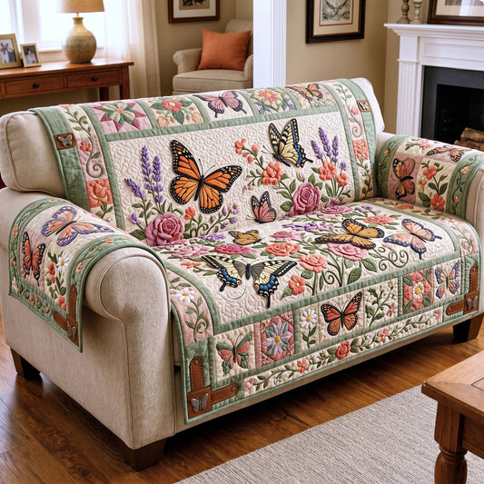 Floral Butterfly Quilted Sofa Cover GFTONMU342
