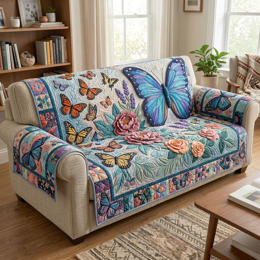 Floral Butterfly Quilted Sofa Cover GFTONMU343