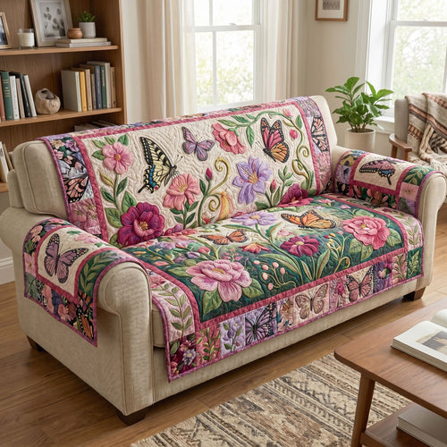 Floral Butterfly Quilted Sofa Cover GFTONMU344