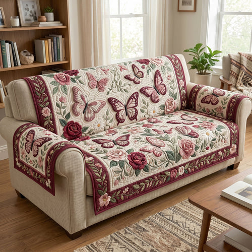 Floral Butterfly Quilted Sofa Cover GFTONMU345