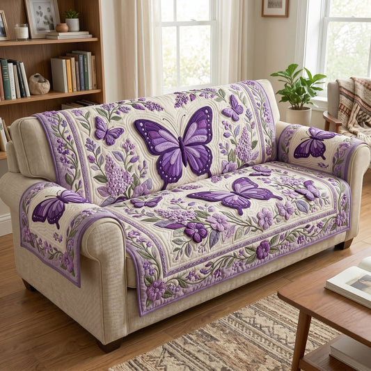 Floral Butterfly Quilted Sofa Cover GFTONMU346