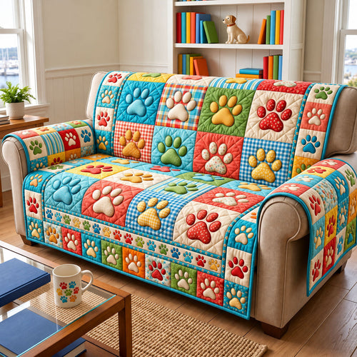 Paw Print Quilted Sofa Cover GFTONMU3501