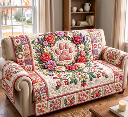 Paw Print Quilted Sofa Cover GFTONMU3502