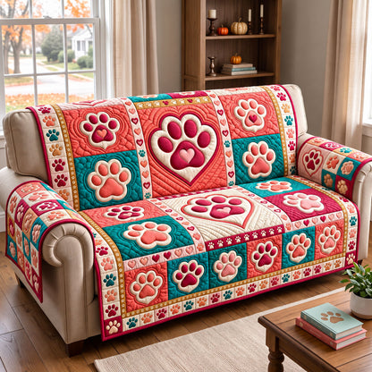 Paw Print Quilted Sofa Cover GFTONMU3503