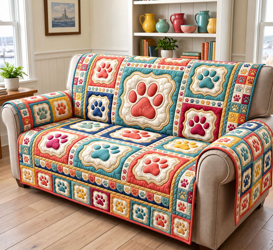 Paw Print Quilted Sofa Cover GFTONMU3504