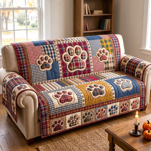 Paw Print Quilted Sofa Cover GFTONMU3507