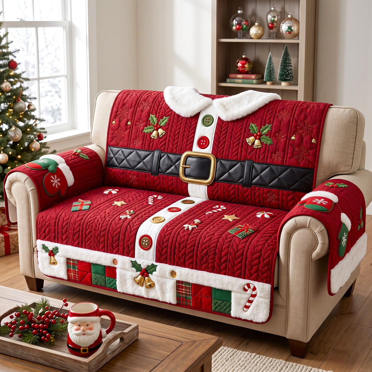 Christmas Spirit Quilted Sofa Cover GFTONMU3508