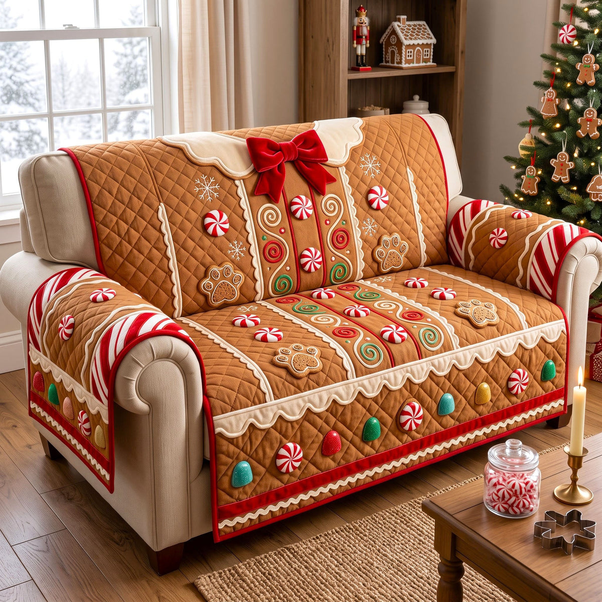 Christmas Spirit Quilted Sofa Cover GFTONMU3511