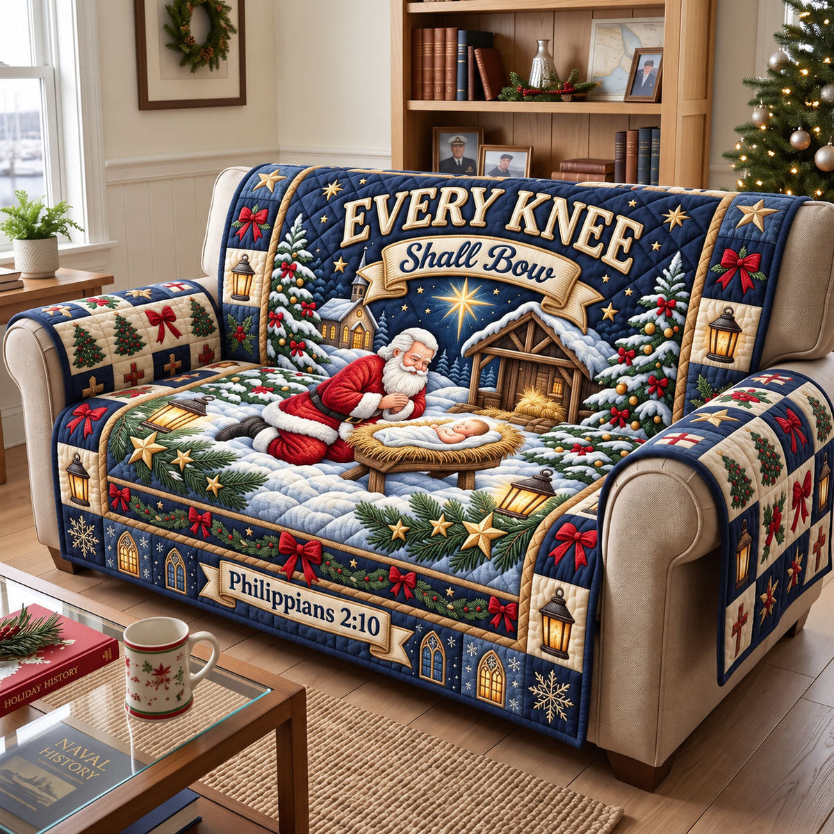 Christmas Christian Quilted Sofa Cover GFTONMU3562