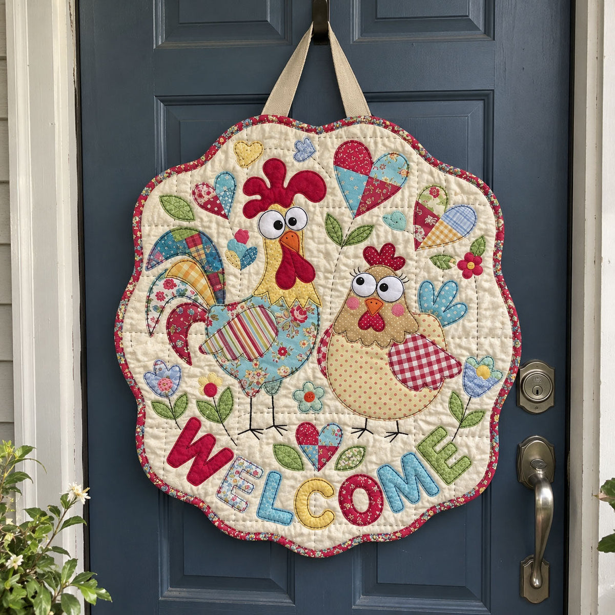 Funny Chicken Custom Shape Quilted Door Hanger GFTONMU4044