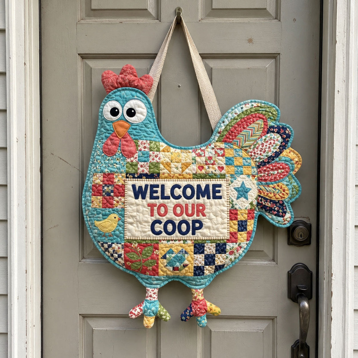 Funny Chicken Custom Shape Quilted Door Hanger GFTONMU4045