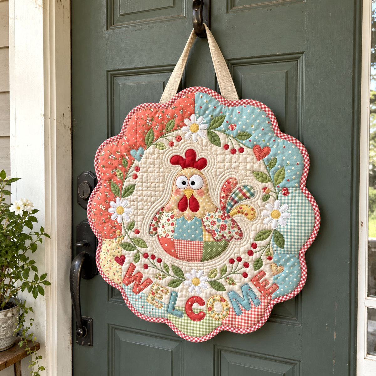 Funny Chicken Custom Shape Quilted Door Hanger GFTONMU4046