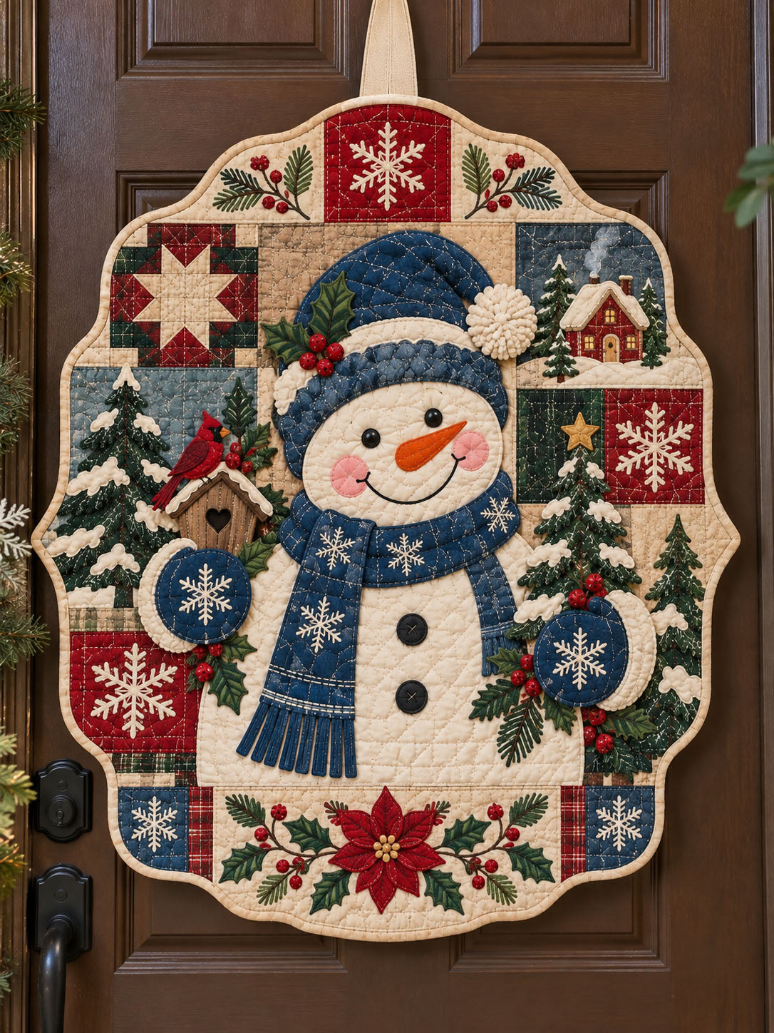 Christmas Snowman Custom Shape Quilted Door Hanger GFTONMU4088