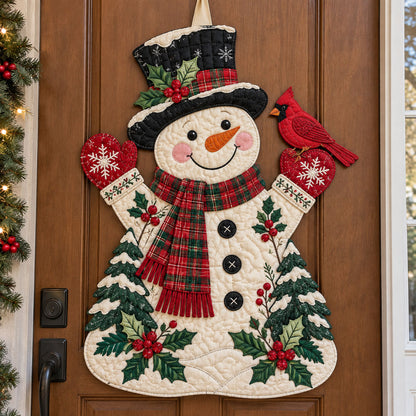 Christmas Snowman Custom Shape Quilted Door Hanger GFTONMU4089
