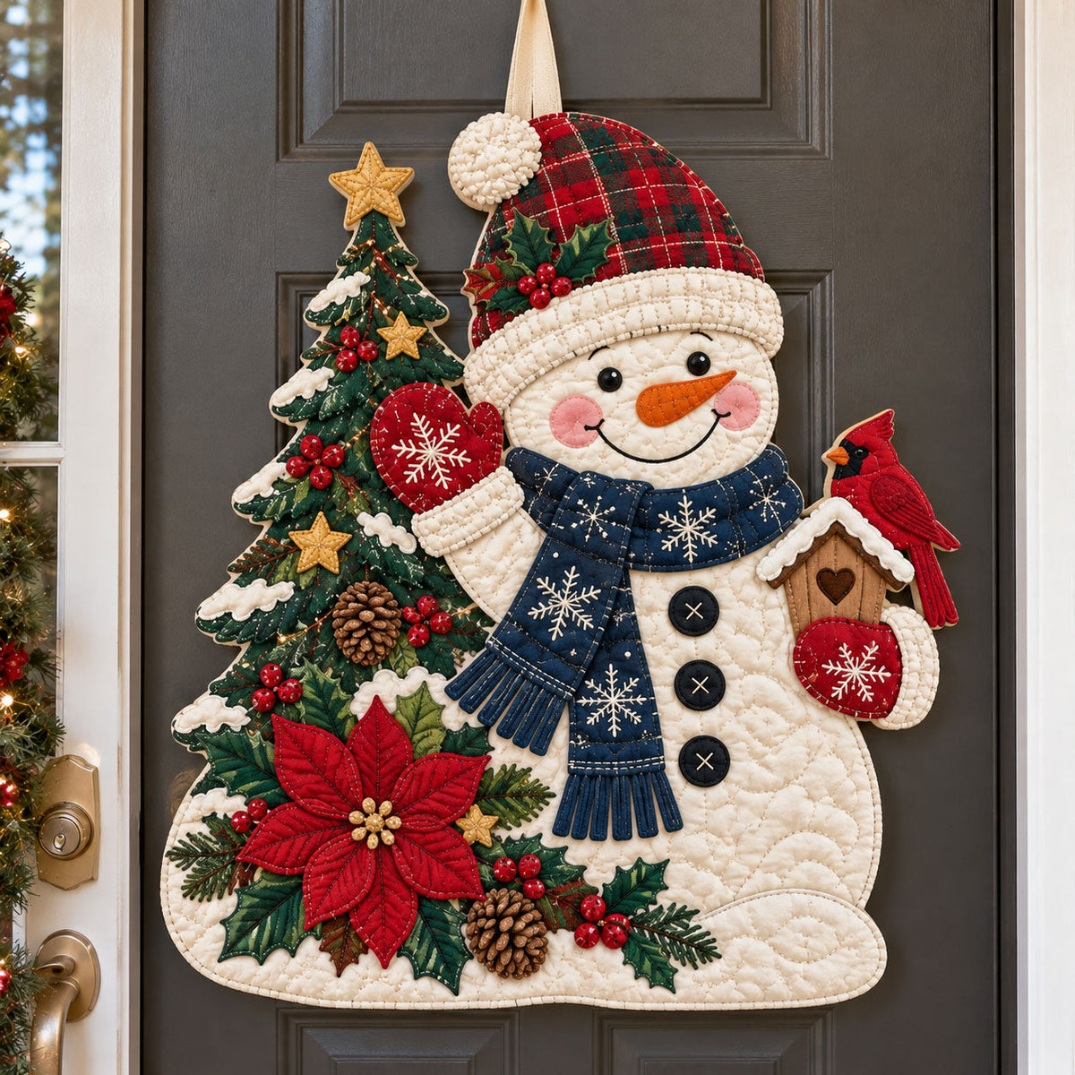 Christmas Snowman Custom Shape Quilted Door Hanger GFTONMU4090