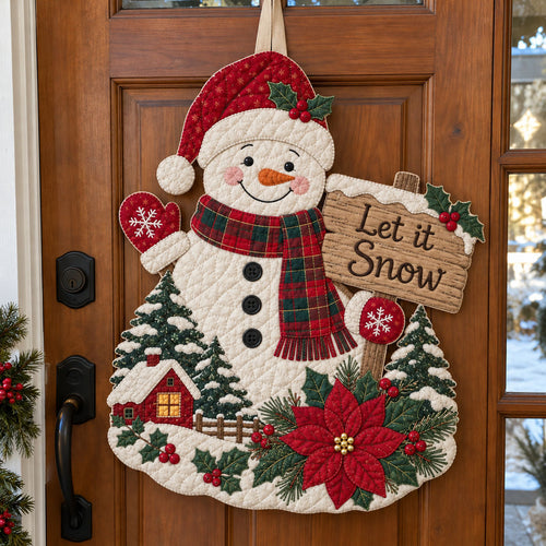Christmas Snowman Custom Shape Quilted Door Hanger GFTONMU4091