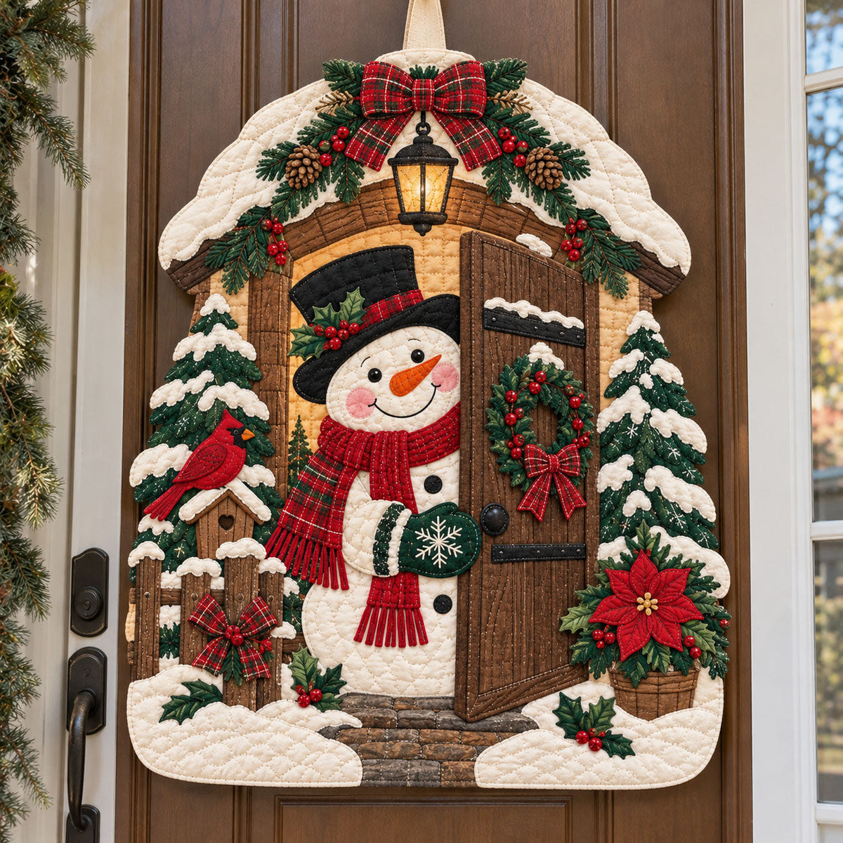 Christmas Snowman Custom Shape Quilted Door Hanger GFTONMU4093
