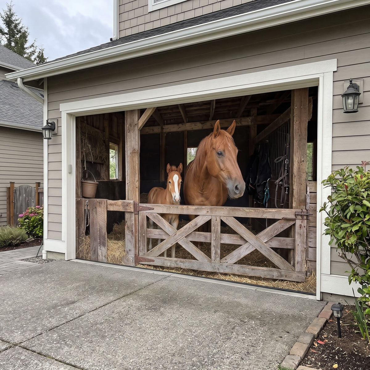 Horse Stable Garage Door Banner GFTONMU4134