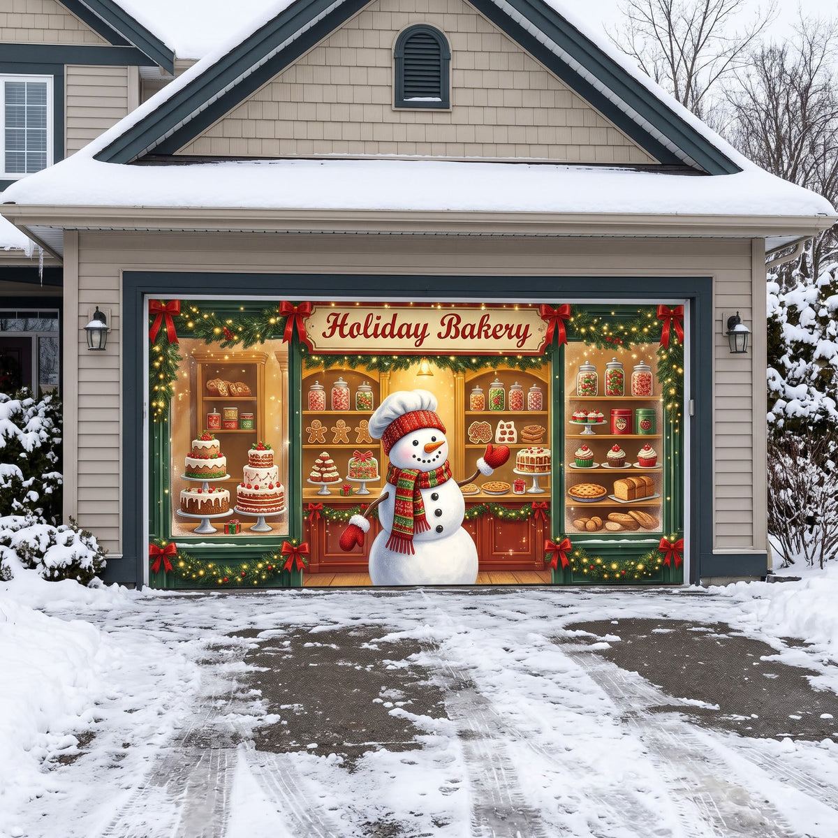 Christmas Snowman Garage Door Banner GFTONMU4136