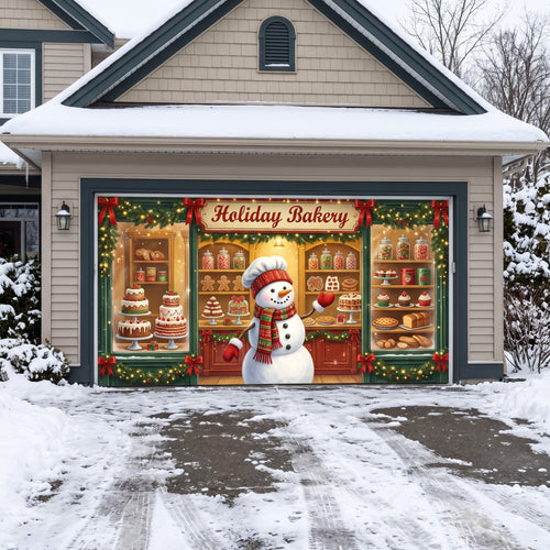 Christmas Snowman Garage Door Banner GFTONMU4136