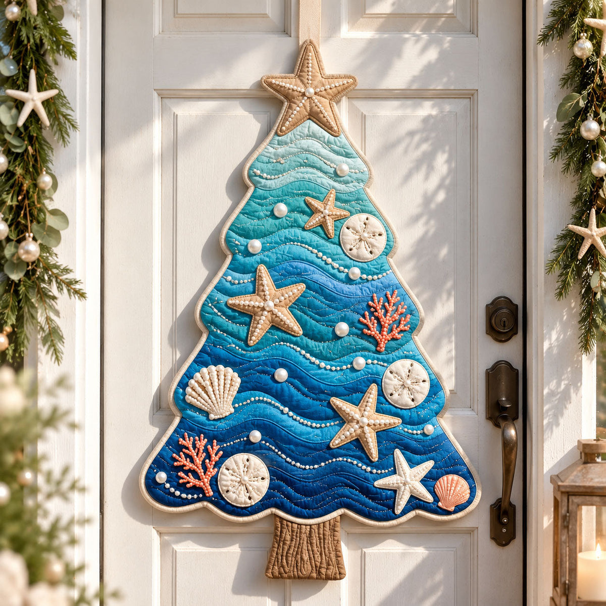 Coastal Christmas Custom Shape Quilted Door Hanger GFTONMU4166