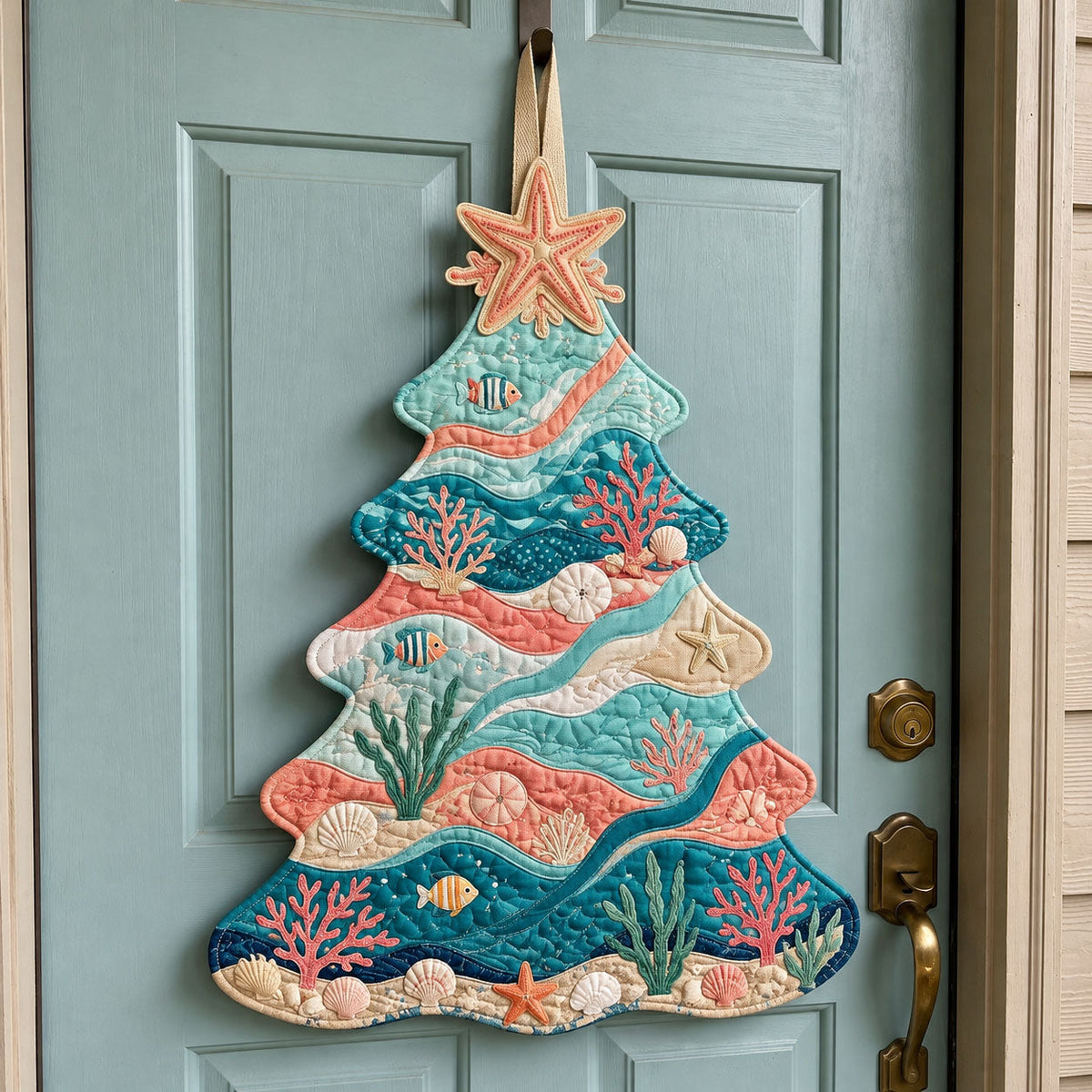 Coastal Christmas Custom Shape Quilted Door Hanger GFTONMU4169