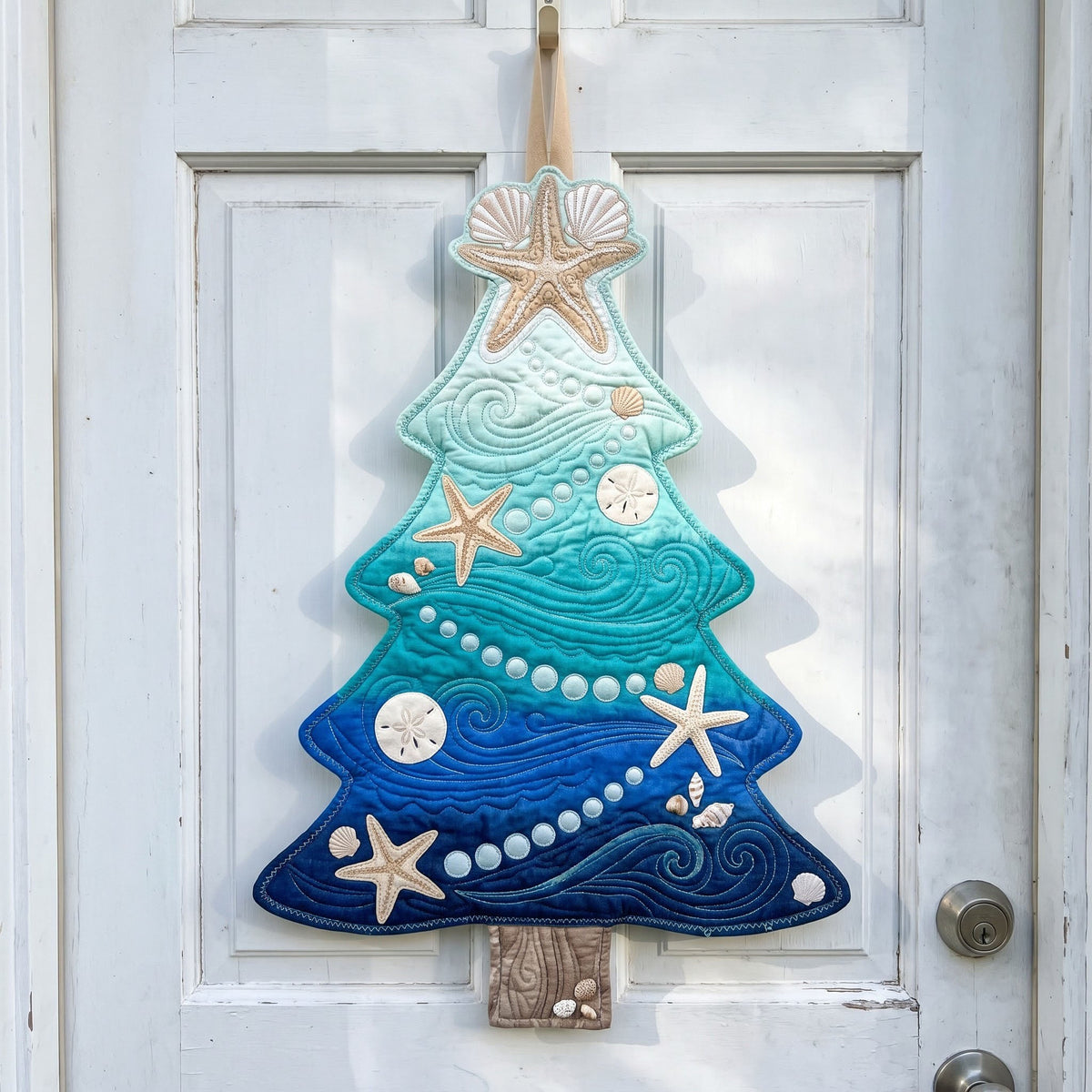 Coastal Christmas Custom Shape Quilted Door Hanger GFTONMU4170