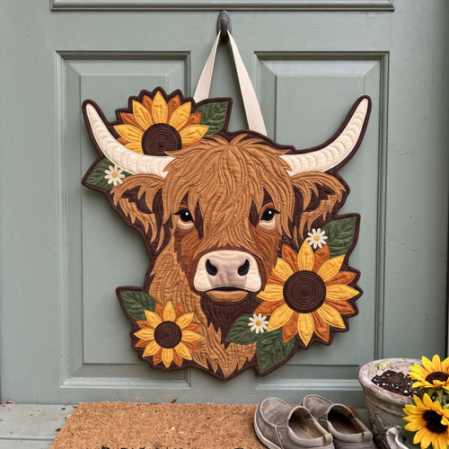Highland Cow Custom Shape Quilted Door Hanger GFTONMU4173