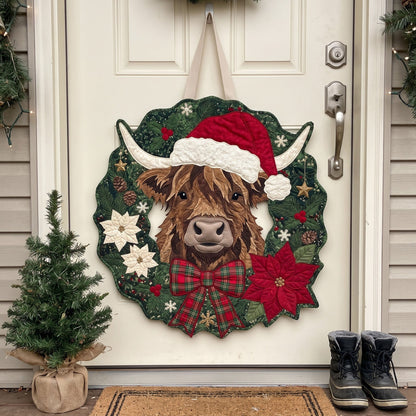 Highland Cow Custom Shape Quilted Door Hanger GFTONMU4174