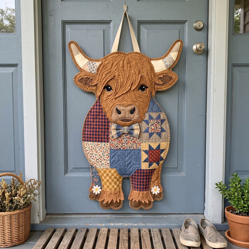 Highland Cow Custom Shape Quilted Door Hanger GFTONMU4175