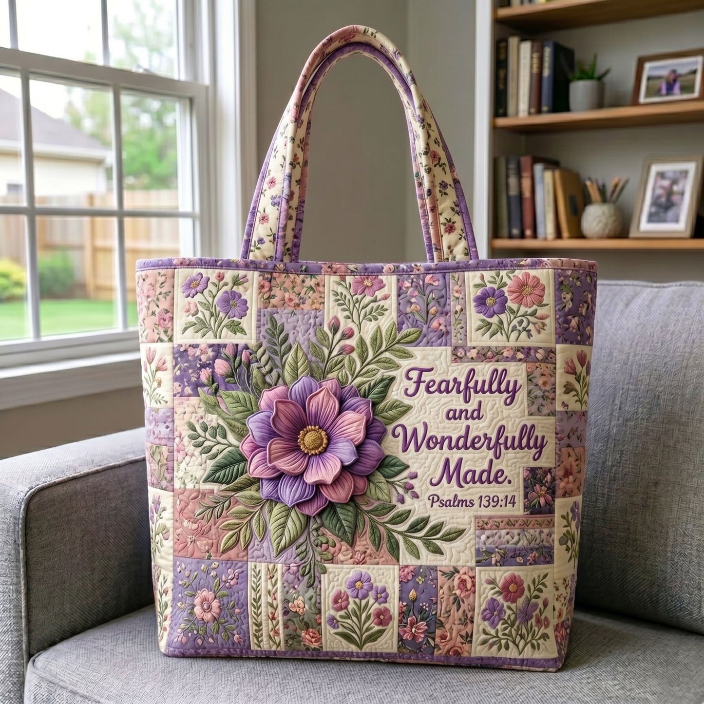 Floral Bible Quilted Tote Bag GFTONMU462
