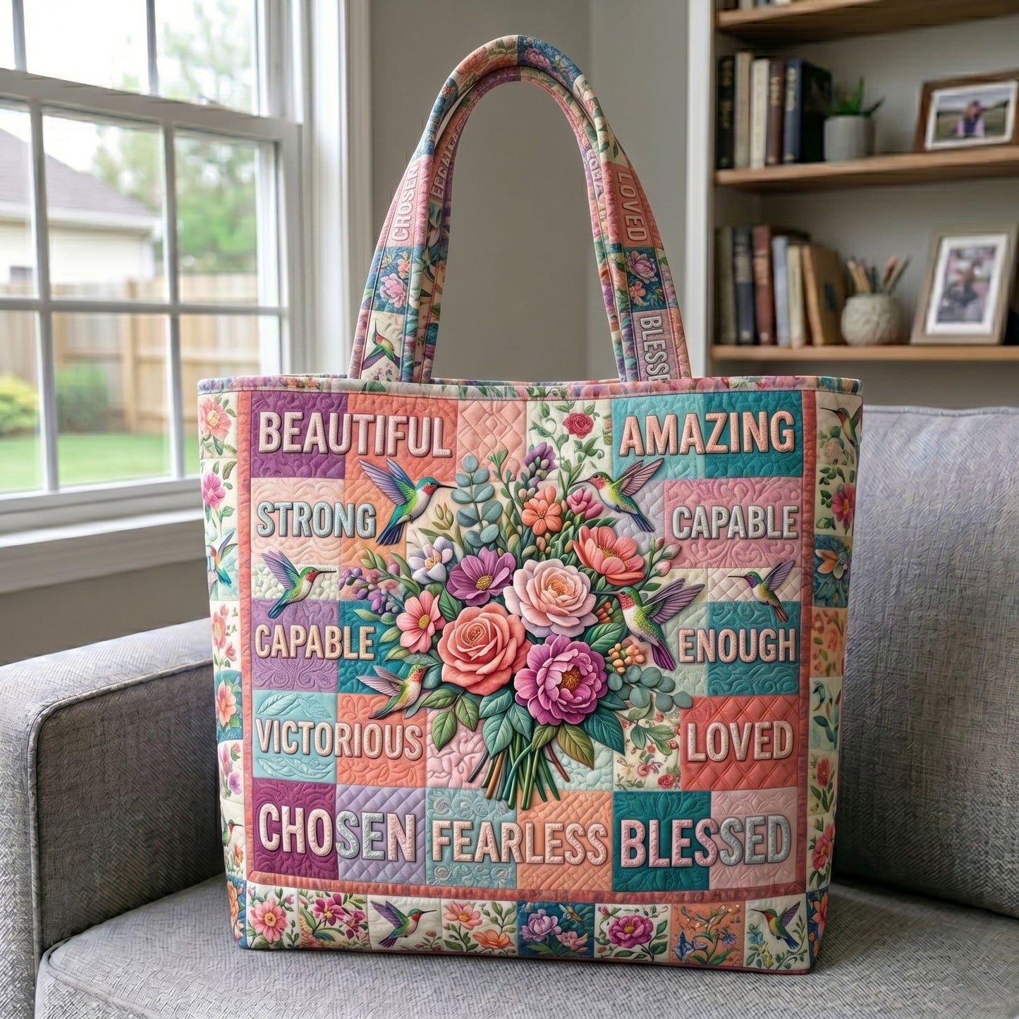 Floral Bible Quilted Tote Bag GFTONMU464