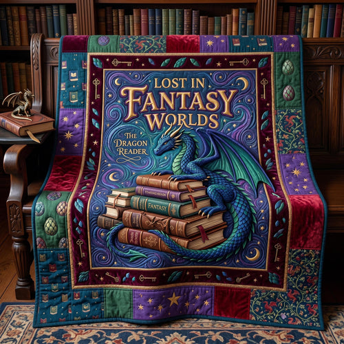 Bookworm Dragon Quilted Blanket GFTONMU605