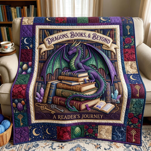 Bookworm Dragon Quilted Blanket GFTONMU609