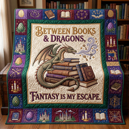 Bookworm Dragon Quilted Blanket GFTONMU610