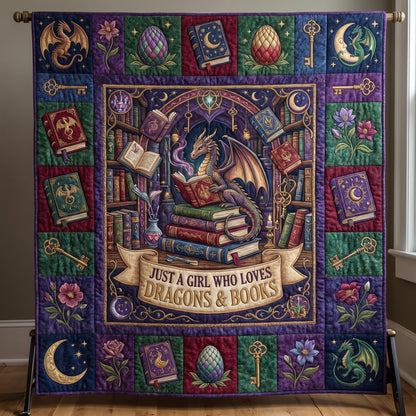 Bookworm Dragon Quilted Blanket GFTONMU611
