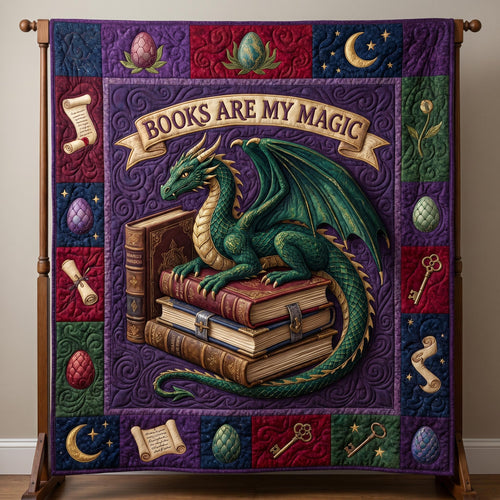 Bookworm Dragon Quilted Blanket GFTONMU617